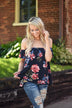 Navy Floral Off the Shoulder Top