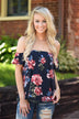 Navy Floral Off the Shoulder Top