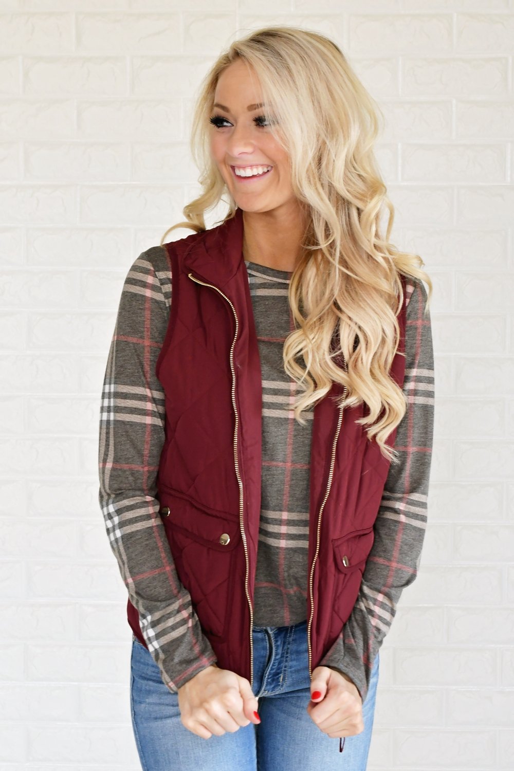Maroon quilted deals vest