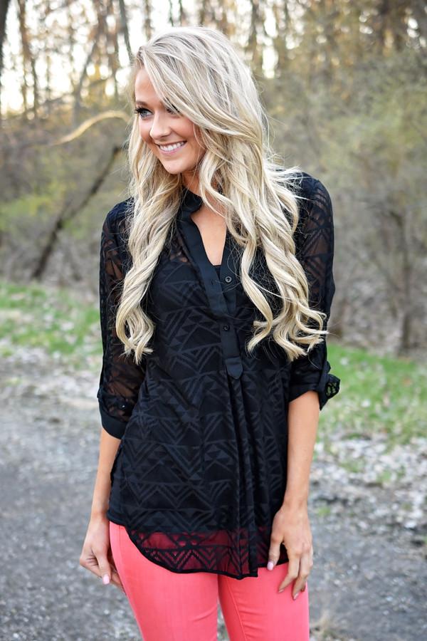 Black Aztec Top