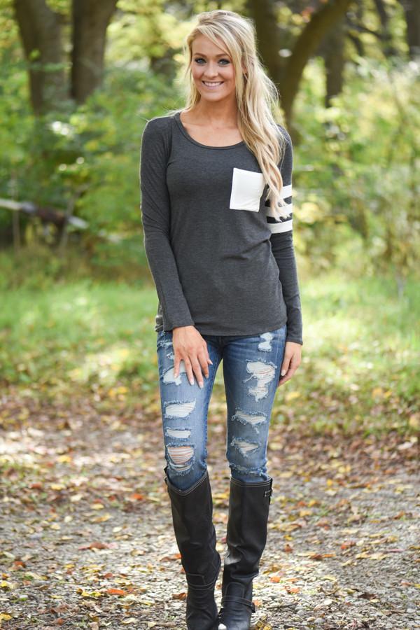 Charcoal Top w/White Pocket
