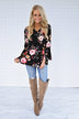 Southern Belle Floral Top in Black