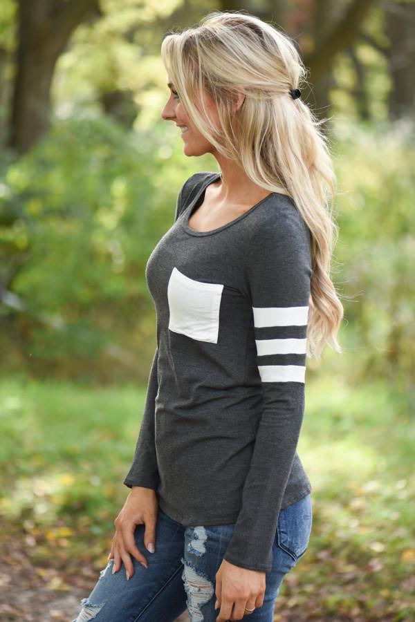 Charcoal Top w/White Pocket