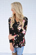 Southern Belle Floral Top in Black