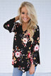 Southern Belle Floral Top in Black
