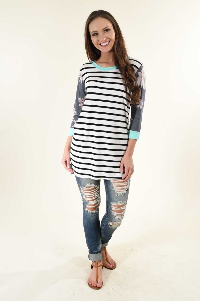 Drop On By Striped Top