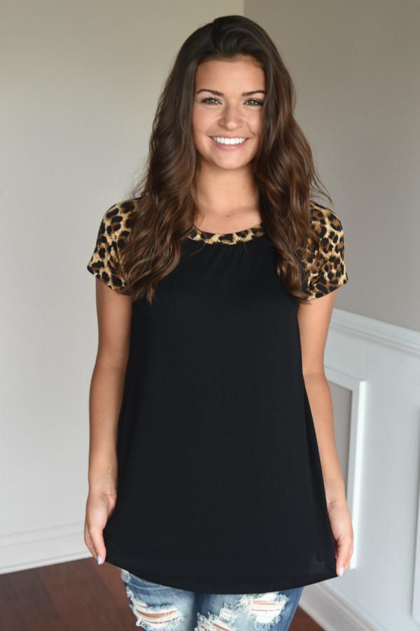 Black Leopard Top