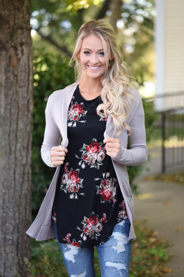 Jump On It Black Floral Tee