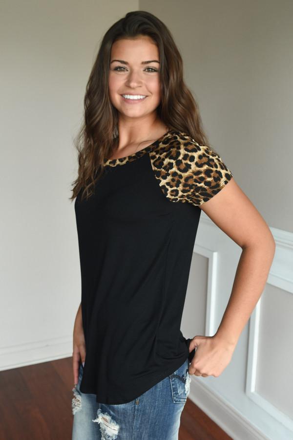 Black Leopard Top