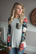 Floral Glam Top ~ Grey