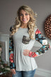 Floral Glam Top ~ Grey