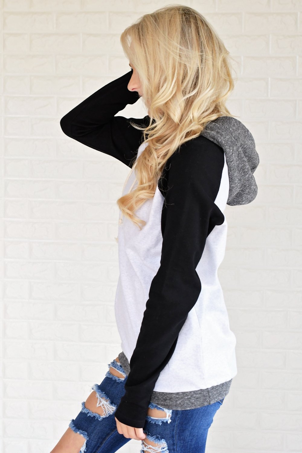 Ampersand Ave. Double Hooded Sweatshirt ~ Black & White