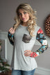 Floral Glam Top ~ Grey