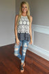 Ruffle My Feathers Crochet Tank ~ Charcoal