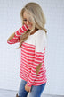 Long Sleeve Striped Top - Pink