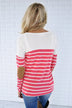Long Sleeve Striped Top - Pink