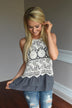Ruffle My Feathers Crochet Tank ~ Charcoal
