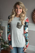 Floral Glam Top ~ Grey
