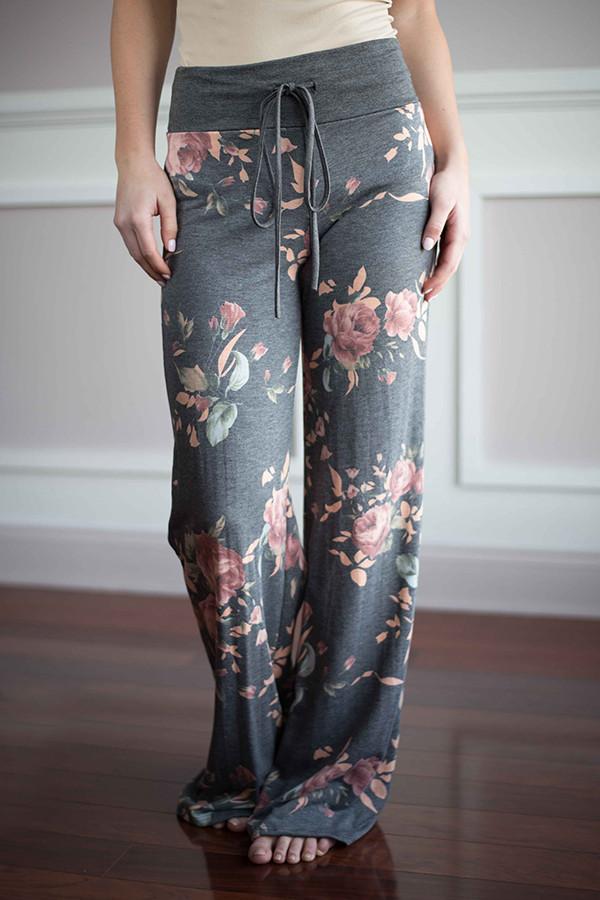Dark Grey Floral Lounge Pants