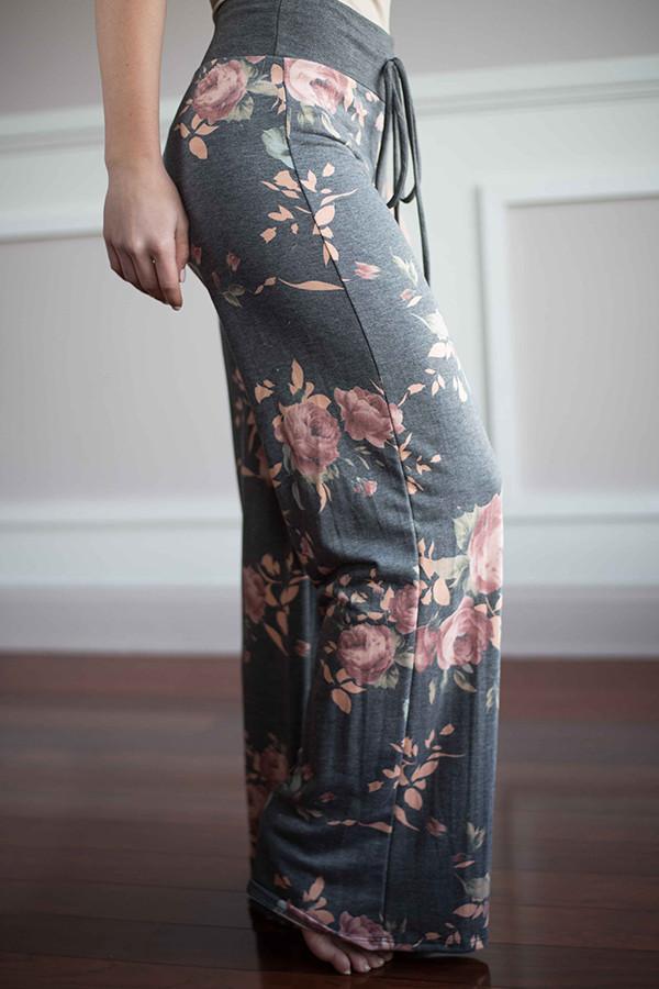 Dark Grey Floral Lounge Pants