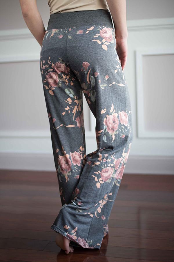 Dark Grey Floral Lounge Pants