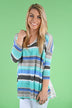 Mint & Navy Striped Top