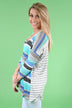 Mint & Navy Striped Top