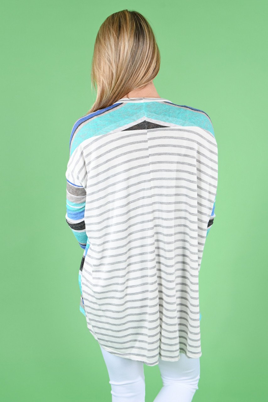 Mint & Navy Striped Top