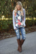 Grey Floral Top
