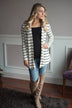 Charcoal Striped Elbow Patch Cardigan