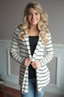 Charcoal Striped Elbow Patch Cardigan