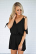 Solid Black Off the Shoulder Romper