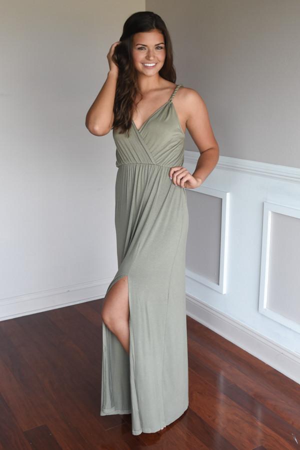 A Little Mischievous Maxi Dress ~ Olive