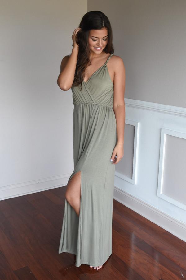 A Little Mischievous Maxi Dress ~ Olive