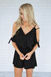Solid Black Off the Shoulder Romper