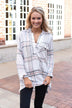 Ivory & Brown Plaid Top