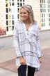 Ivory & Brown Plaid Top