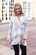 Ivory & Brown Plaid Top