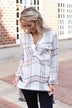 Ivory & Brown Plaid Top