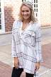 Ivory & Brown Plaid Top