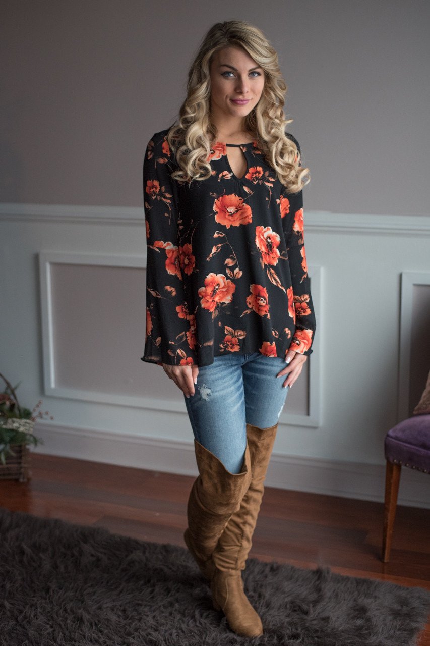 Black Floral Blouse