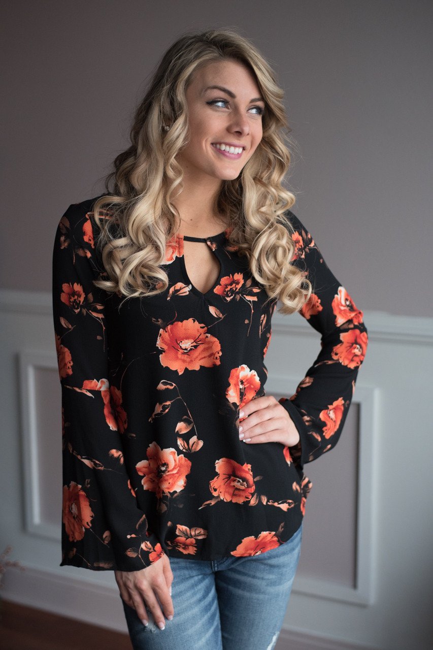 Black Floral Blouse