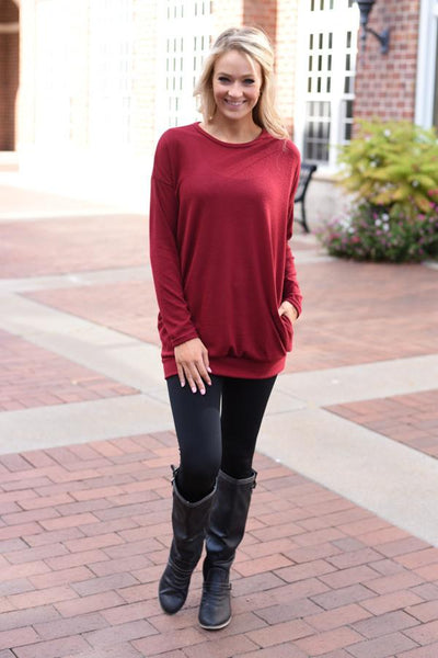 Snuggle Me Tunic Top ~ Red – The Pulse Boutique