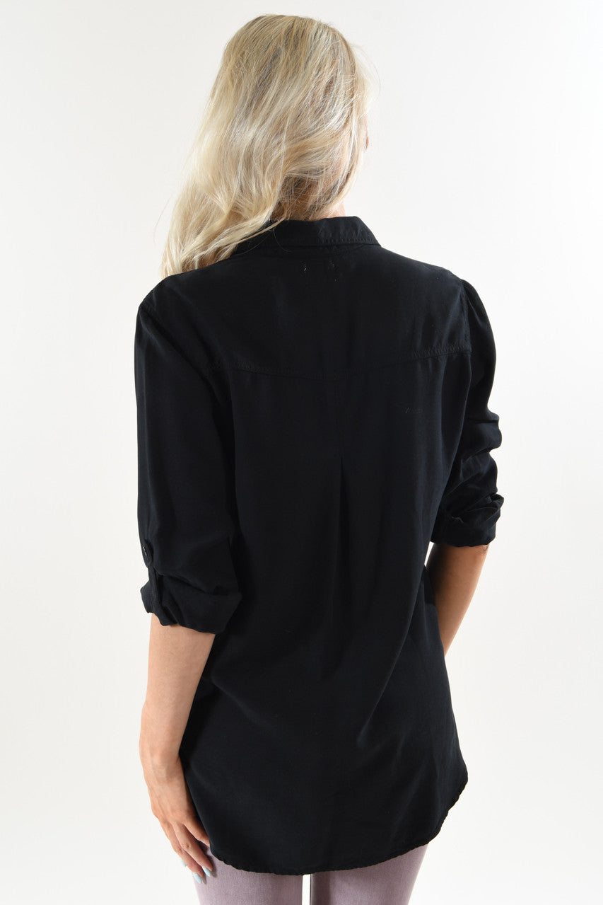 Essential Button Up Top ~ Black