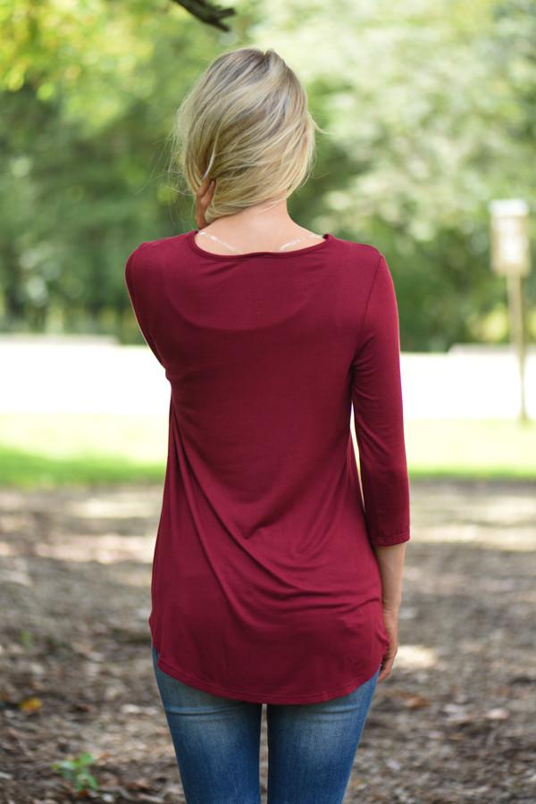 Criss Cross My Heart Top - Burgundy