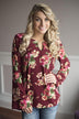 Burgundy Floral Blouse