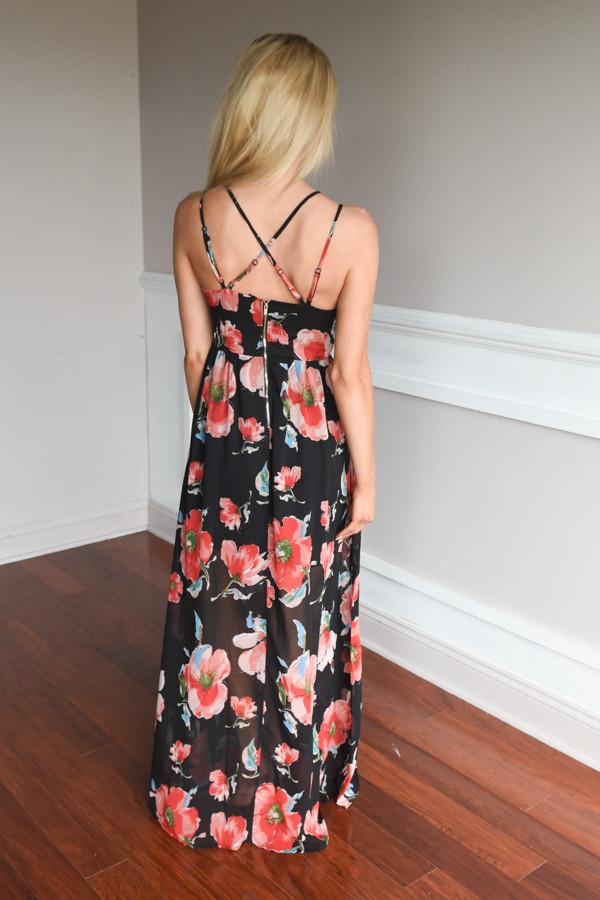 Among the Flowers Maxi Dress ~ Black
