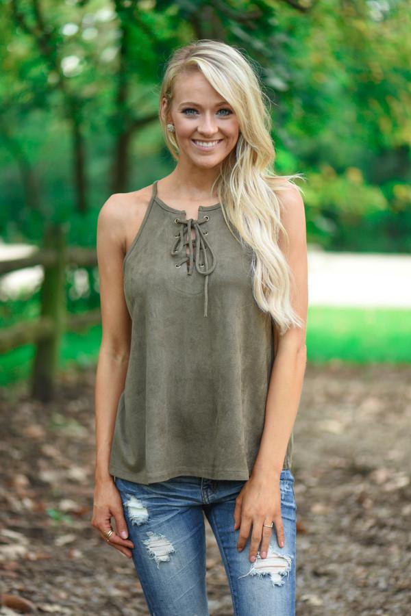 Per-Suede Me Tank - Olive