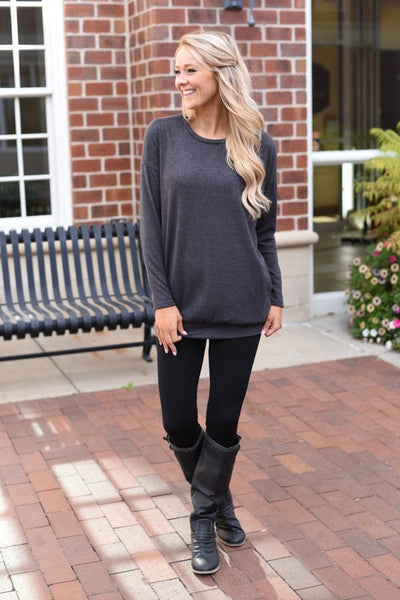 Snuggle Me Tunic Top ~ Grey – The Pulse Boutique
