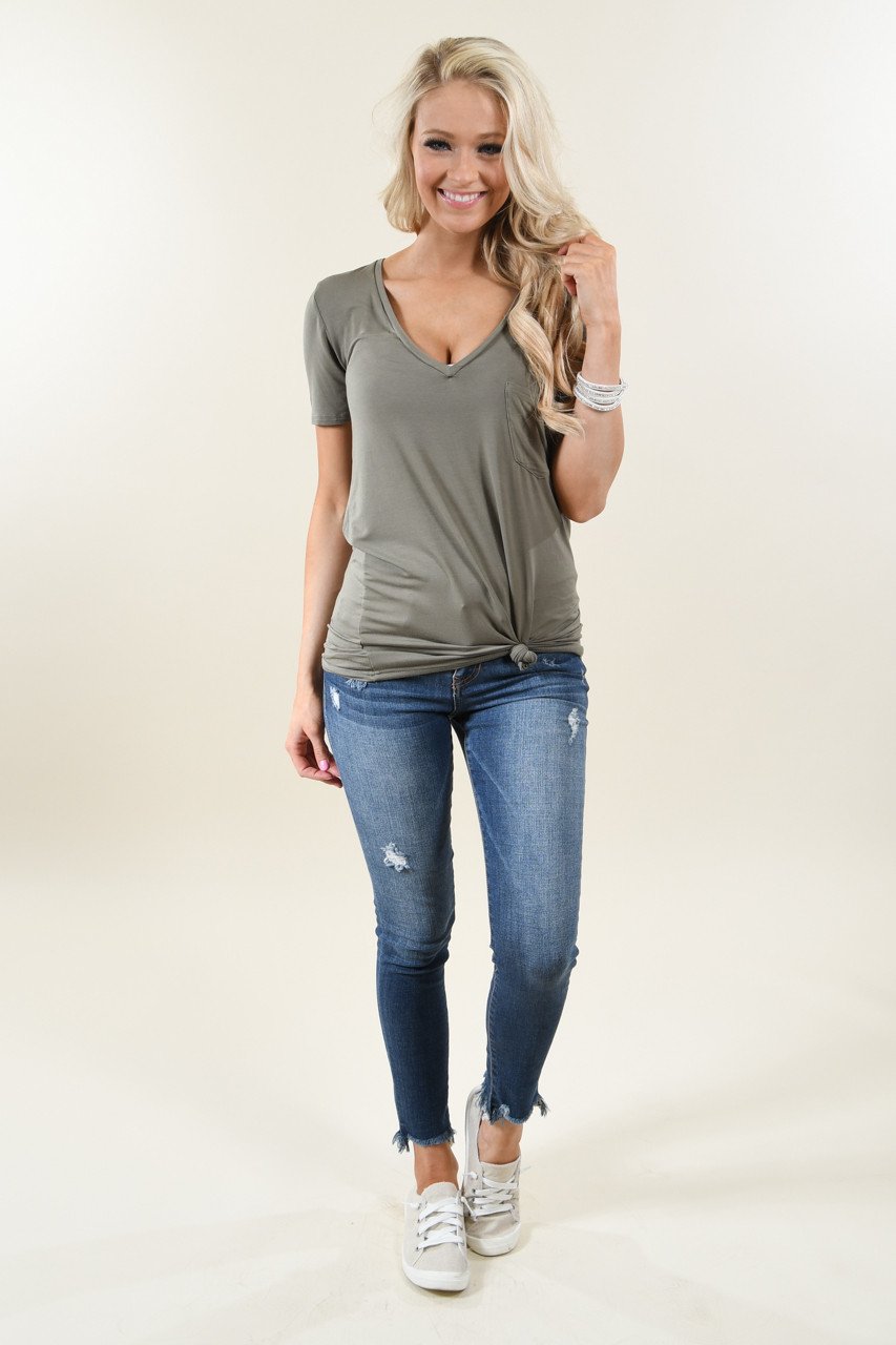 Keeping You Forever Pocket Top ~ Olive